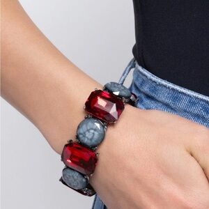 Red and GunmetalGemstone Bracelet